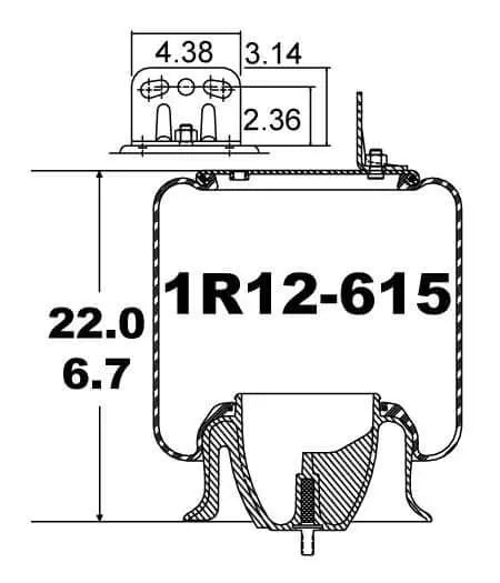 Goodyear Air Spring - 1R12-615 - Dayton Air Suspension