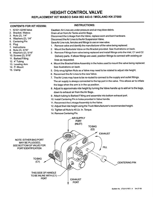 Barksdale Height Control Valve - KD2356 - Dayton Air Suspension