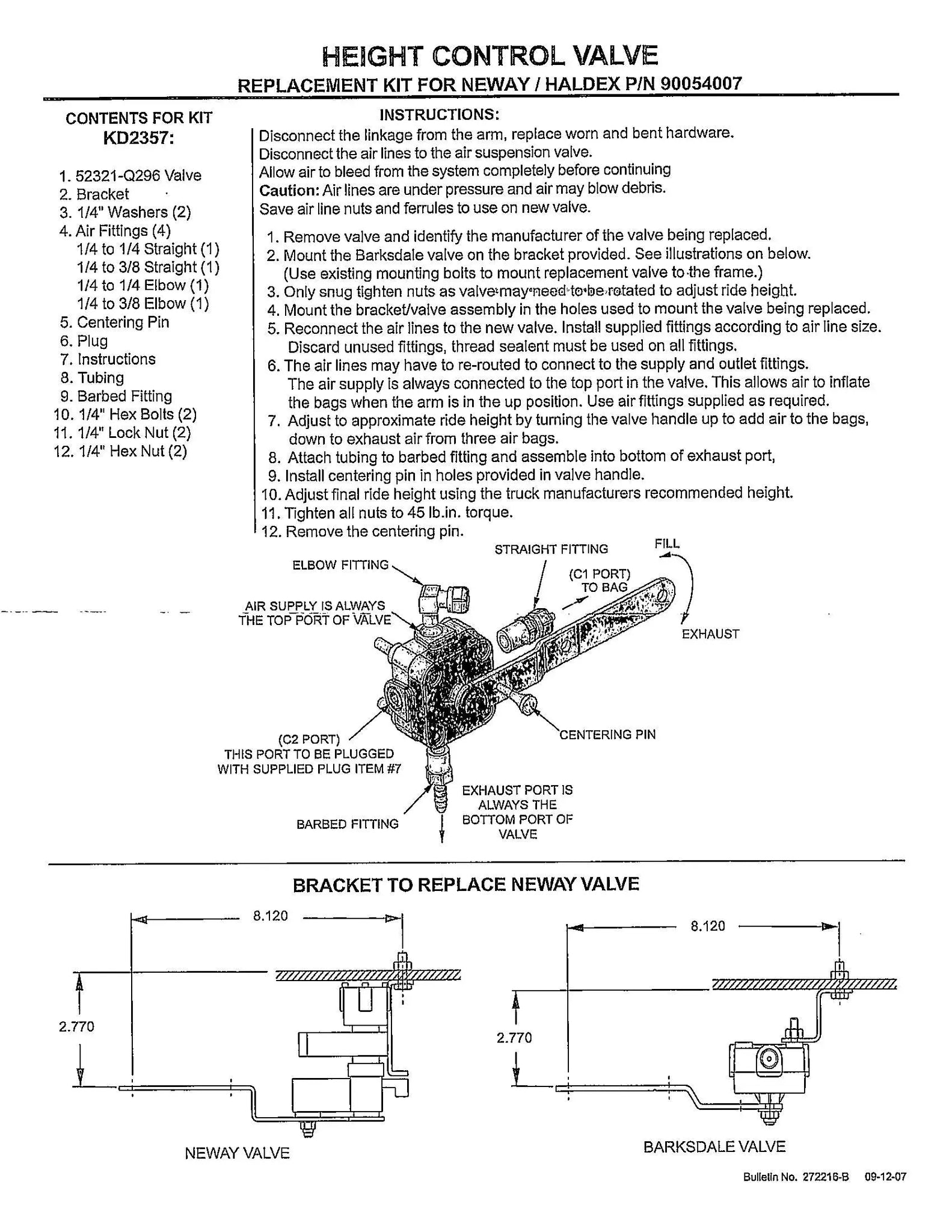 Barksdale Height Control Valve - KD2357 Barksdale