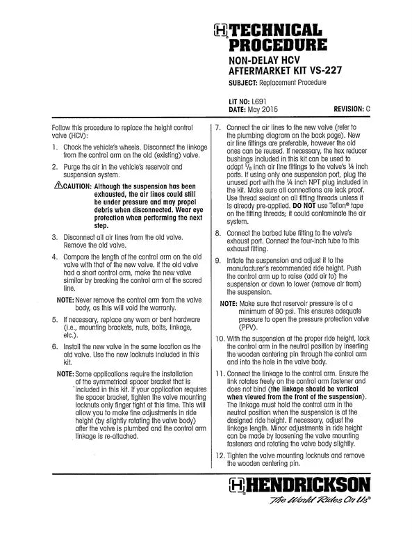 Hendrickson Height Control Valve - VS227 - Dayton Air Suspension