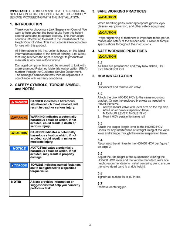 Hadley (LINK) Height Control Valve - H00450CE Hadley/Link