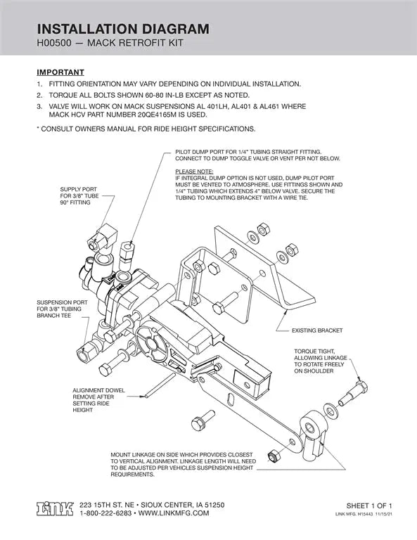 Hadley (LINK) Height Control Valve - H00500CF Hadley/Link