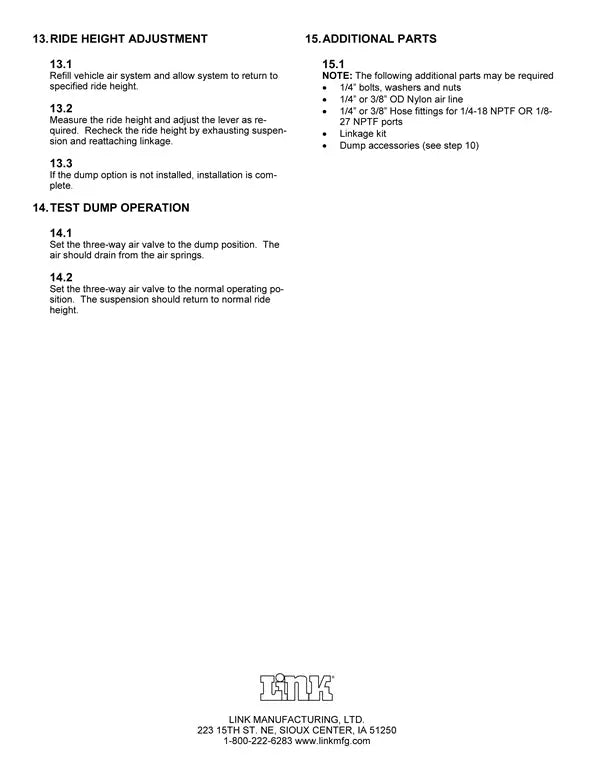 Hadley (LINK) Height Control Valve - H00500FS Hadley/Link
