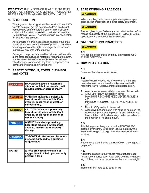 Hadley (LINK) Height Control Valve - H00600-K1 Hadley/Link