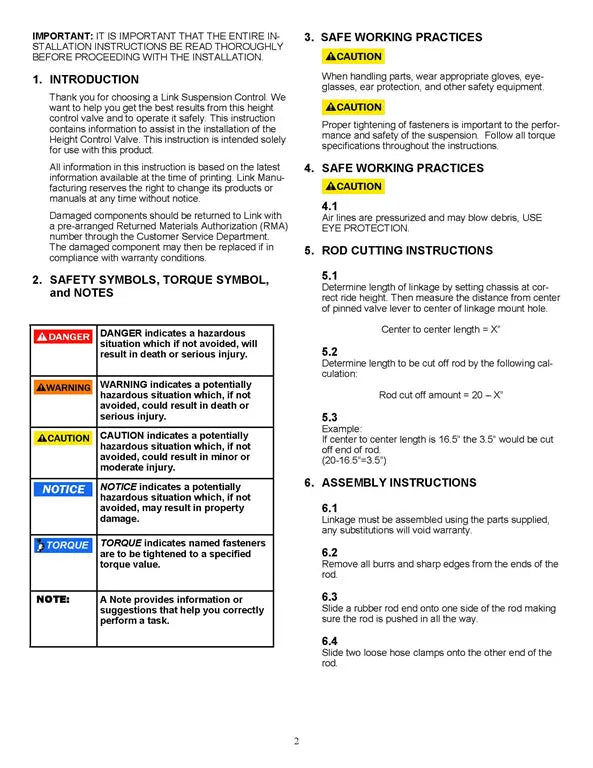 Hadley (LINK) Adjustable Height Control Valve Linkage Kit - HPB450-3 Hadley/Link