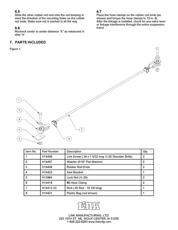 Hadley (LINK) Adjustable Height Control Valve Linkage Kit - HPB450-3 Hadley/Link
