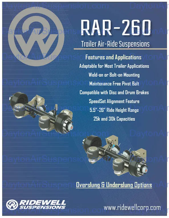 Ridewell RAR-260 Trailer Air Ride Suspension Ridewell Suspensions
