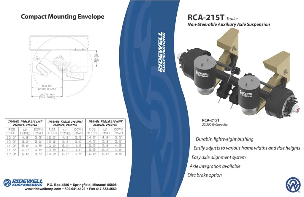 Ridewell RCA-215T Trailer Air Ride Suspension Ridewell Suspensions