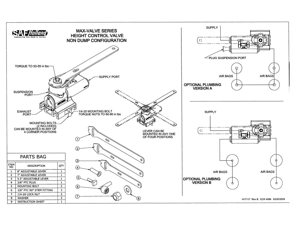 SAF Holland Height Control Valve - 50860013 SAF Holland