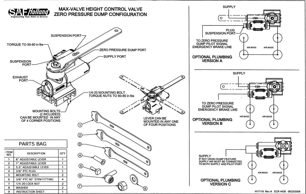 SAF Holland Height Control Valve - 50860015 SAF Holland