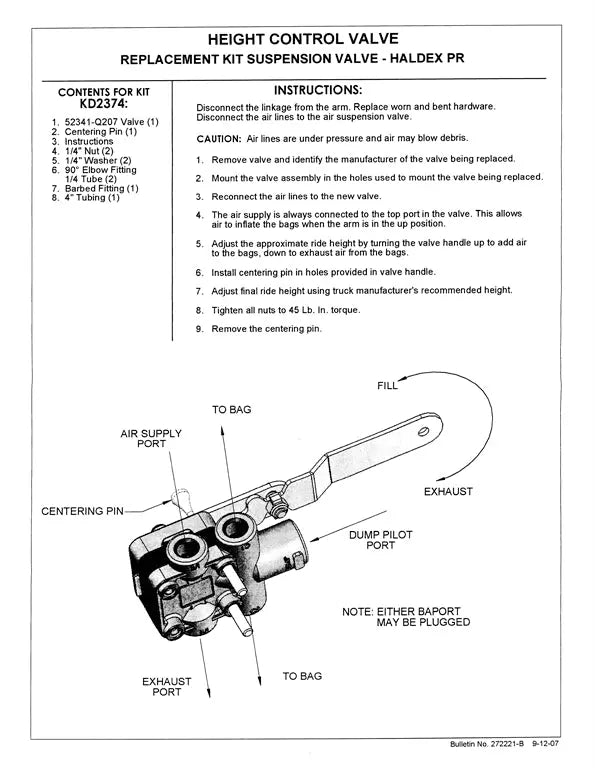 Velvac Height Control Valve - 034126 Barksdale/Velvac